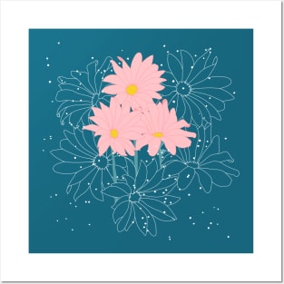 Pink Spring Flowers - Green Posters and Art